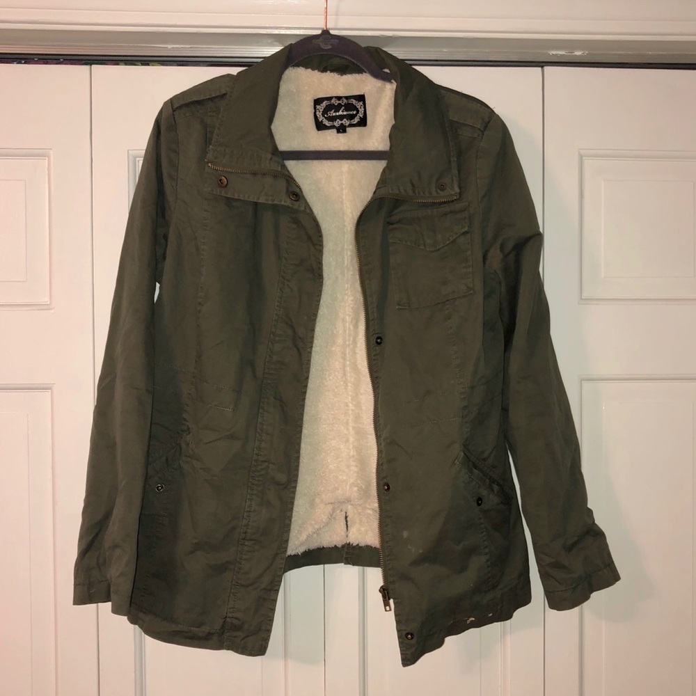 Army Green Zip Up Jacket
